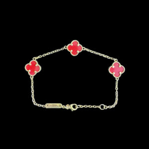 Playful Pink Clover Gold Bracelet