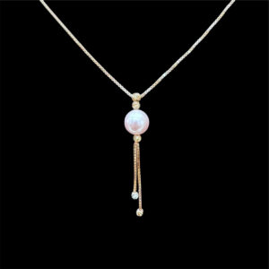 Ethereal Pearl Drop White Gold Tassel Necklace