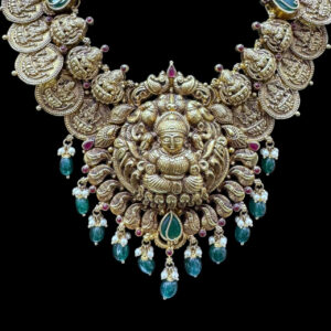 Divine Lakshmi Oxidised Silver Temple Haram