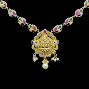 Divine Lakshmi Ruby & Emerald Temple Necklace