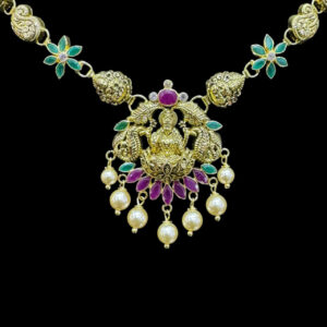 Divine Lakshmi Emerald & Pearl Gold Necklace