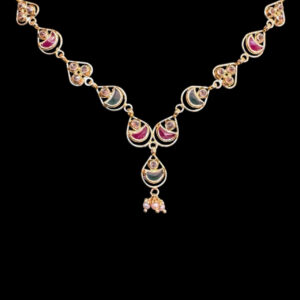 Regal Ruby & Polki Paisley Gold Necklace