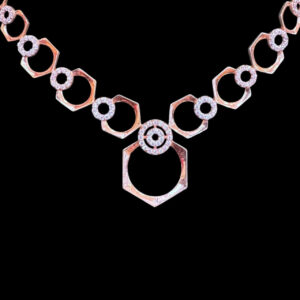 Elegant Rose Gold Diamond Hexagon Necklace