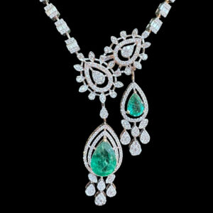 Majestic Emerald & Diamond Twin-Drop Necklace