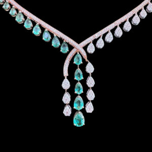 Regal Emerald & Diamond Waterfall Necklace
