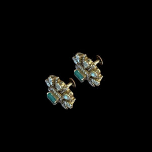 Ethereal Emerald & Diamond Floral Stud Earrings