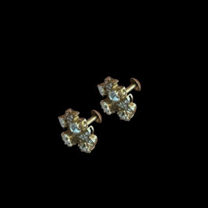 Ornate Victorian Diamond Cross Stud Earrings