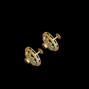 Regal Ruby & Polki Round Stud Earrings