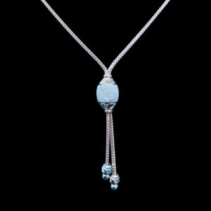 Dainty White Gold Beaded Tassel Necklace