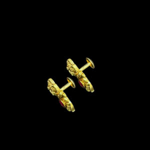 Divine Ganesha Antique Gold Stud Earrings