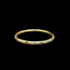 Elegant Two-Tone Gold Diamond-Cut Bangle Pair