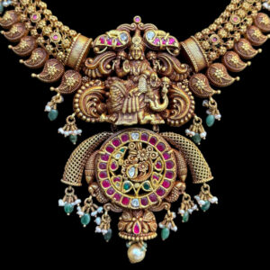 Regal Lakshmi & Ganesha Antique Gold Temple Necklace