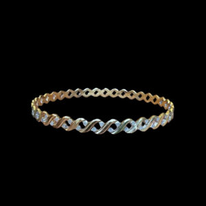 Ornate Two-Tone Gold Lattice Bangle Pair