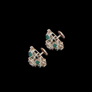 Elegant Emerald & Diamond Nakshi Stud Earrings
