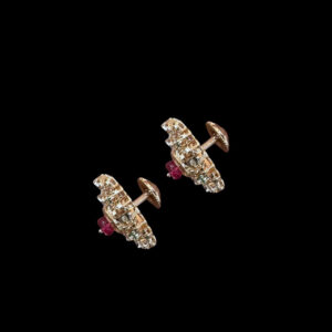 Majestic Ruby & Emerald Diamond Floral Stud Earrings