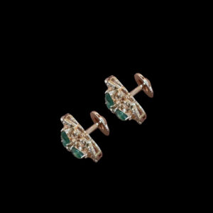 Regal Emerald & Diamond Clover Stud Earrings