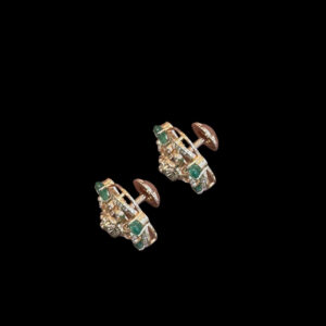 Divine Lakshmi Emerald & Diamond Stud Earrings