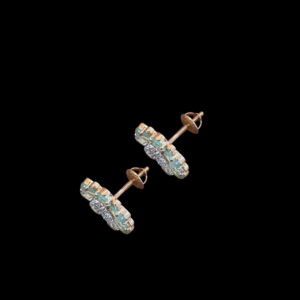 Graceful Aquamarine & Diamond Floral Stud Earrings
