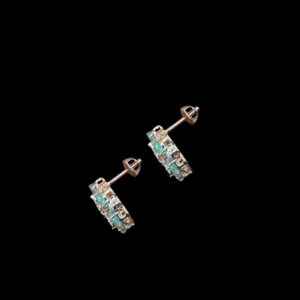 Ethereal Aqua Paraiba & Diamond Floral Stud Earrings