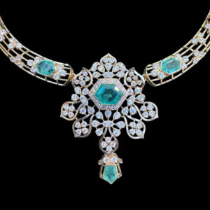 Regal Emerald Hexagon & Diamond Necklace