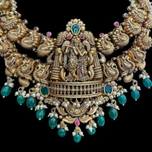 Divine Radha Krishna Antique Gold Temple Choker