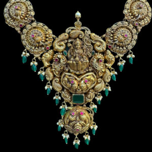 Majestic Lakshmi & Yali Antique Gold Necklace