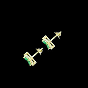 Graceful Emerald & Diamond Clover Stud Earrings