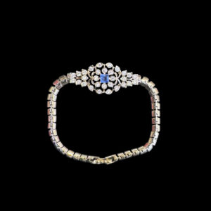 Dainty Blue Sapphire & Diamond Floral Bracelet