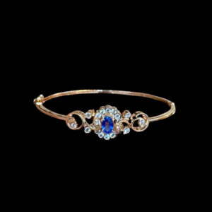 Graceful Blue Sapphire & Diamond Scroll Bracelet