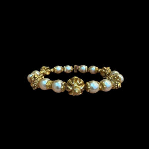 Elegant Gold & Pearl Beaded Bangles Pair