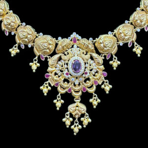 Majestic Lion-Face Antique Gold Temple Necklace