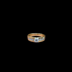 Elegant Gold & Diamond Striped Band Ring