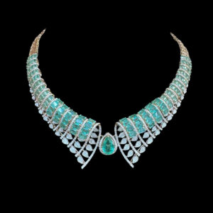 Majestic Paraiba Emerald & Diamond Collar Necklace