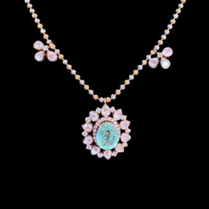 Ethereal Paraiba & Diamond Oval Pendant Necklace