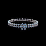 Elegant Rose Gold Diamond Floral Bangles Pair