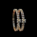 Elegant Rose Gold Diamond Floral Bangles Pair
