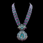 Majestic Emerald & Ruby Bead Multi-Layer Peacock Haram