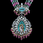 Majestic Emerald & Ruby Bead Multi-Layer Peacock Haram