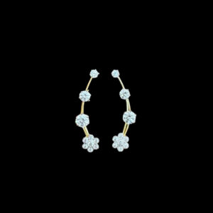 Whimsical Diamond Floral Vine Gold Climber Earrings