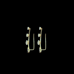 Whimsical Diamond Floral Vine Gold Climber Earrings