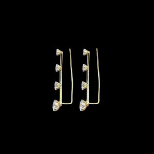 Dainty Diamond Line Gold Climber Earrings