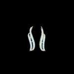 Ethereal Diamond Feather Gold Climber Earrings