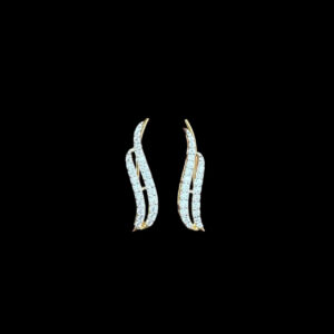 Ethereal Diamond Feather Gold Climber Earrings