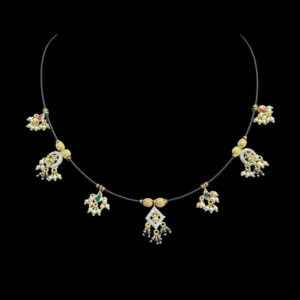Divine Lakshmi Diamond & Pearl Black Thread Necklace