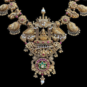 Divine Lakshmi Antique Gold Peacock Temple Haram