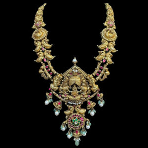 Divine Lakshmi Antique Gold Gaja Temple Necklace