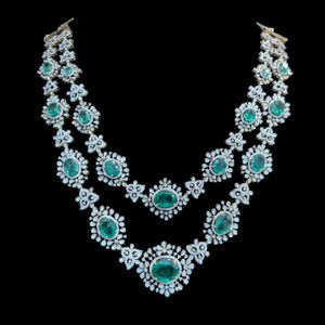 Majestic Emerald & Diamond Two-Layer Haram Necklace