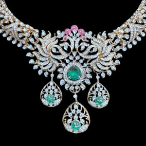 Regal Emerald Diamond & Ruby Victorian Necklace