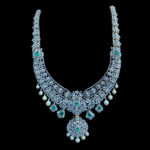 Grand Diamond & Emerald Bridal Necklace with Pearl Drops