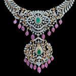 Majestic Diamond Emerald & Ruby Peacock Bridal Necklace
